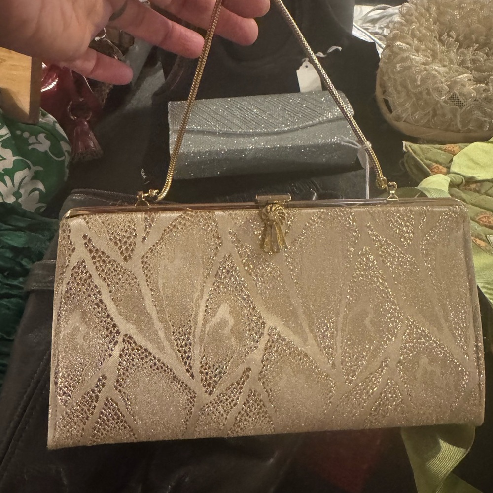 Vintage Elegant Tan Clutch Bag 1950s